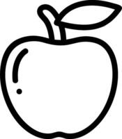 An apple is shown in a black and white outline vector