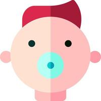 A baby's face with a pacifier in its mouth vector