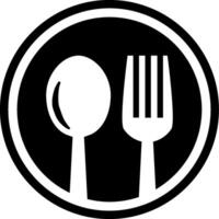A black and white logo of a fork and spoon vector