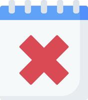 A calendar with an x mark on it vector