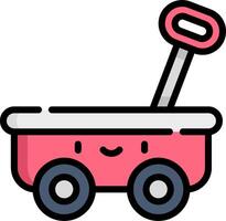 A pink toy wagon with a smiley face on it vector