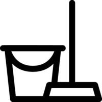 A bucket and mop icon on a white background vector