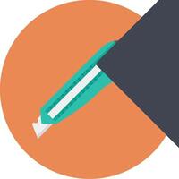 A green pen is in the middle of an orange circle vector