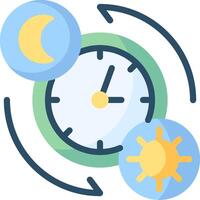 A clock and sun are surrounded by arrows vector