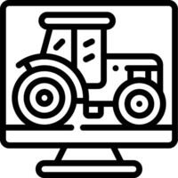 A tractor on a computer monitor with a black outline vector