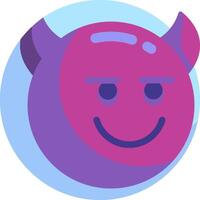 A purple devil with horns and a smile vector