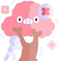 A pink tree with a pink person on it vector