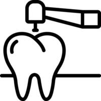 A tooth is being drilled by a drill vector