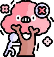 A pink tree with a pink pig on it vector
