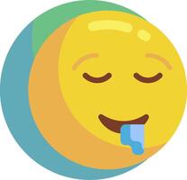A smiling emoticion with a blue tongue vector