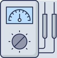 An electronic meter with a gauge and two wires vector