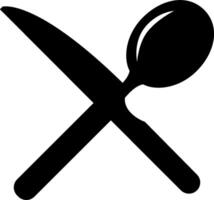 A black and white image of a knife and fork vector