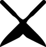 A black and white image of two crossed knives vector