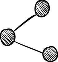 A black and white drawing of three spheres vector