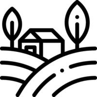 A black and white illustration of a house and trees vector