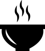 A black and white image of a bowl with a hot pot of food vector