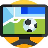 A computer monitor with a soccer ball on it vector