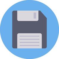 A floppy disk icon on a blue circle vector