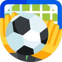 A soccer ball and glove in front of a goal vector