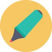 A green pen with a red tip on a yellow background vector
