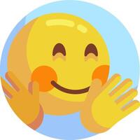 A smiling emoticion with hands up vector