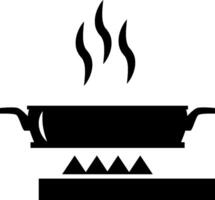 A black and white image of a frying pan vector