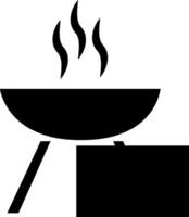 Barbecue grill icon with a black background vector