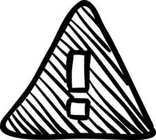 A black and white drawing of a triangle with an exclamation mark vector