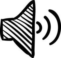 A black and white drawing of a speaker vector