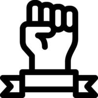 A black and white image of a fist with a ribbon vector