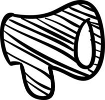A black and white drawing of a megaphone vector