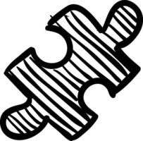 A black and white puzzle piece with a black and white stripe vector