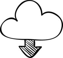Cloud icon with arrow pointing down vector