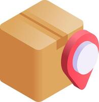 A box with a red pin on it vector