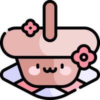 A pink basket with flowers on it vector