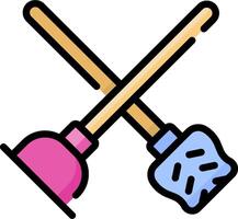 A pair of mops and a broom on a white background vector