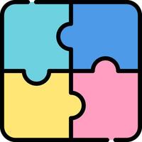 A puzzle piece with four pieces in different colors vector