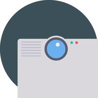 A flat icon of a camera with a blue light vector