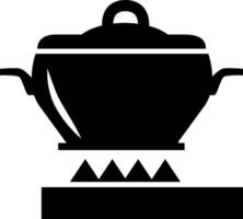 A black and white image of a pot on a stove vector