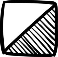 A black and white drawing of a square with a diagonal line vector