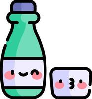A bottle of milk and a cube of ice cream vector
