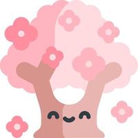 A cartoon tree with pink flowers and a smile vector