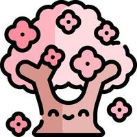 A cartoon tree with pink flowers and a smile vector
