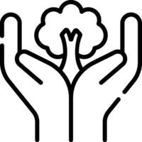 Hands holding a tree icon on a white background vector