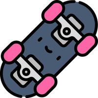A skateboard with pink wheels and a smiley face vector
