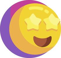 A smiling yellow emoticion with stars on it vector