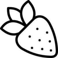 A strawberry is shown in black and white vector