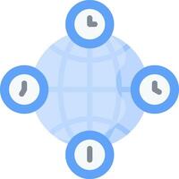 A globe with five circles around it vector