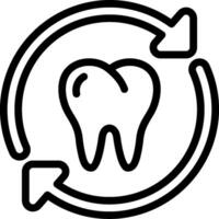 A tooth in a circular shape with arrows pointing to it vector