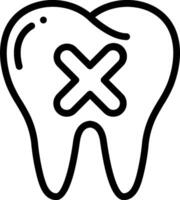 A tooth with an x on it vector